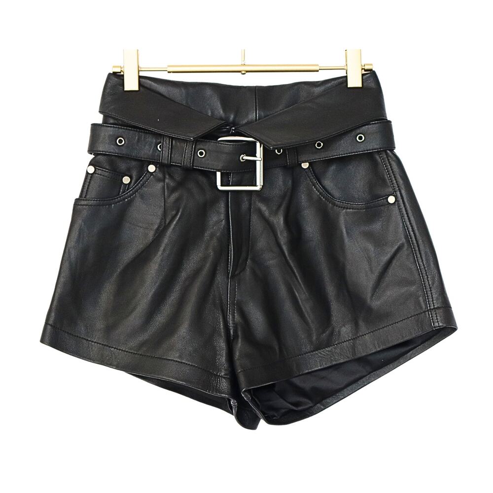 Elvira Leather Shorts - Black - XXS